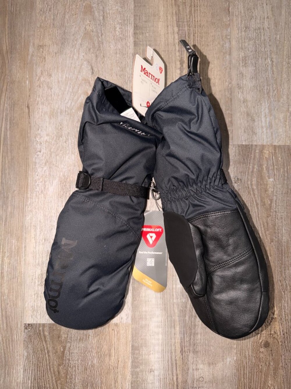 Marmot Expedition Black Mitts Unisex, Large $115 MSRP Winter Gloves, Primaloft